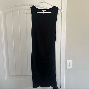 Leith Sleeveless Black Ruched Midi Dress